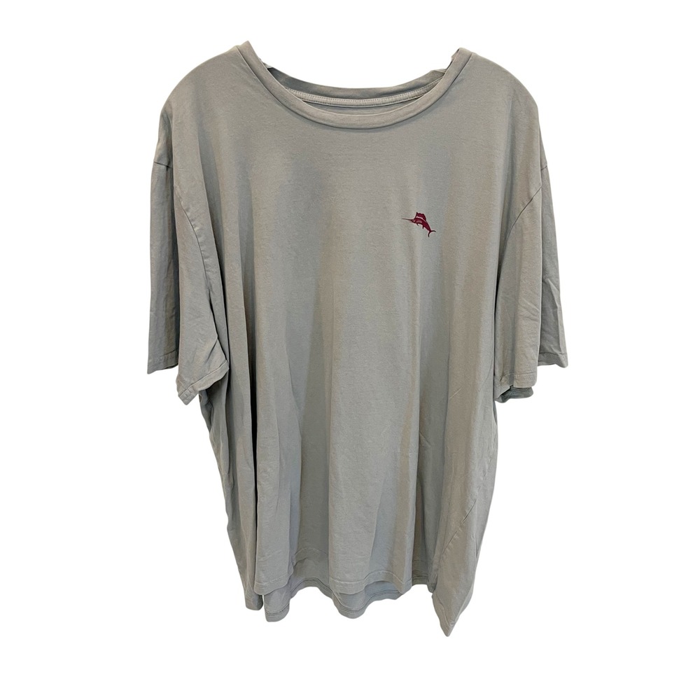 Tommy Bahama Mens 3XL Gray Jingle Bell Dock‎ Holiday Graphic T-Shirt Cotton